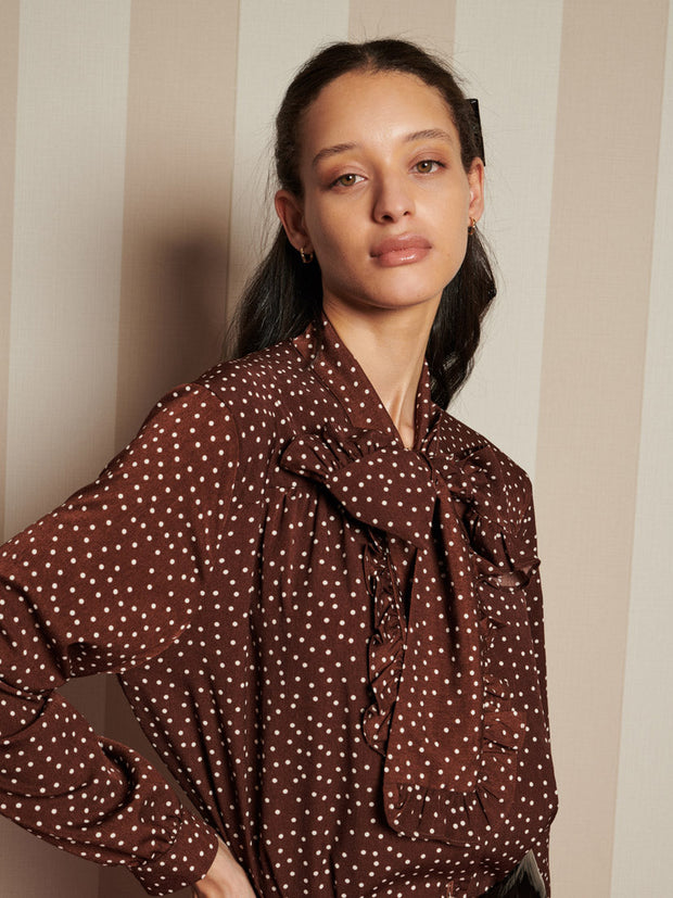 Knick Knack Ruffle Blouse Chocolate Brown / Z