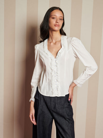 Powdered Ruffle Blouse Bright White / Z