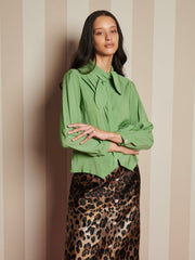 Paper Pleat Blouse Bean Green / Z