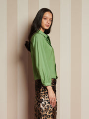 Paper Pleat Blouse Bean Green / Z