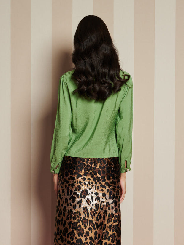 Paper Pleat Blouse Bean Green / Z