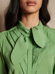 Paper Pleat Blouse Bean Green / Z