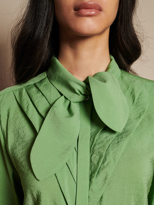 Paper Pleat Blouse Bean Green / Z
