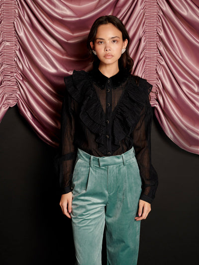 Kelly Ruffle Blouse Coal Black / Z