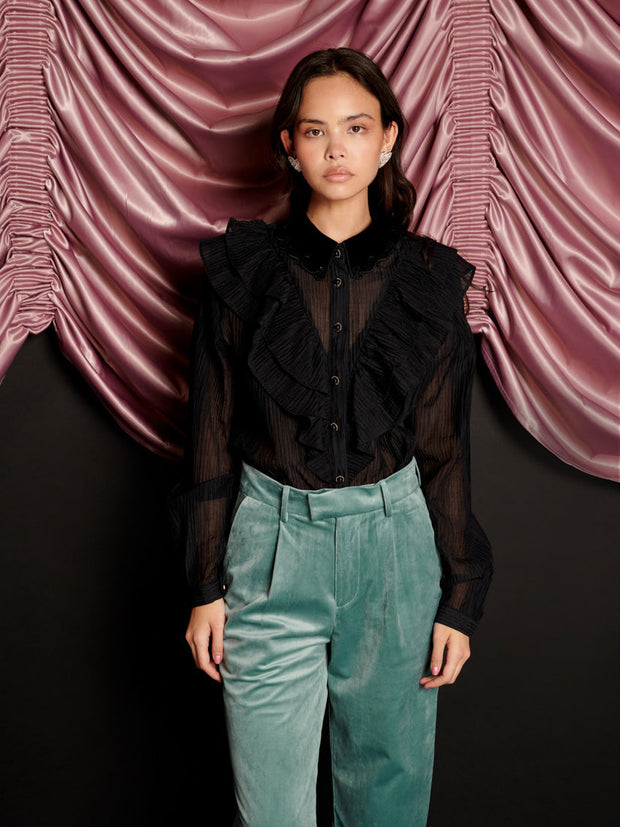 Kelly Ruffle Blouse Coal Black / Z