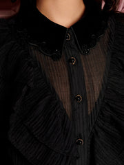 Kelly Ruffle Blouse Coal Black / Z