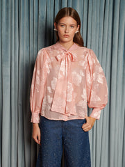 Feature Bloom Bow Blouse Peach Pink / Z