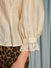 Silken Collar Blouse Cream Ivory / Z