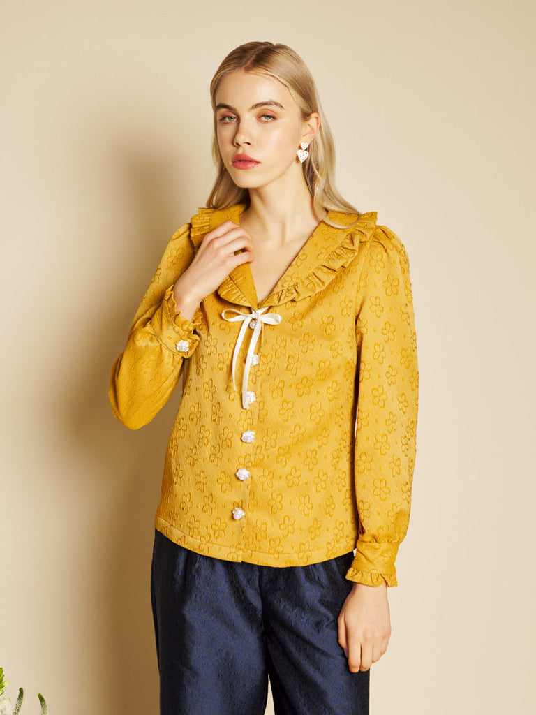 Jaune Jacquard Top
