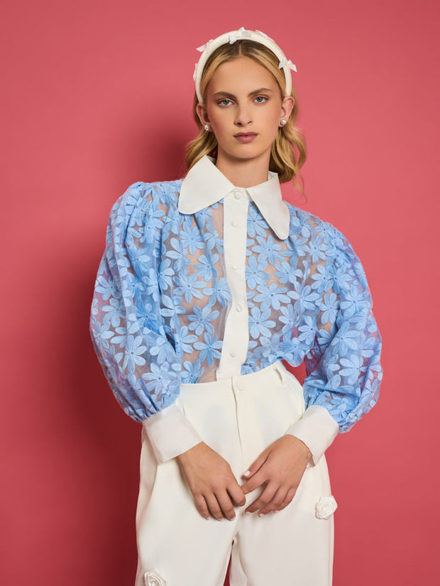 <b>DREAM</b> Sky Lily Embroidered Blouse