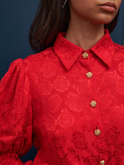 <b>DREAM</b> Court Rose Jacquard Blouse