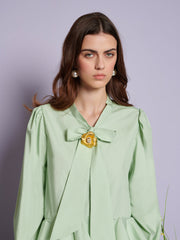 Grassland Bow Blouse Pistachio Green / Z