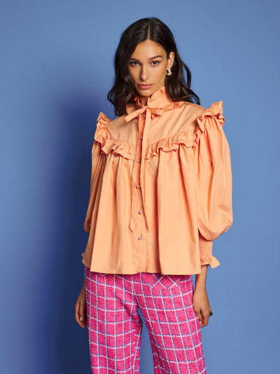 Sunset Ruffle Blouse Pastel Peach / Z