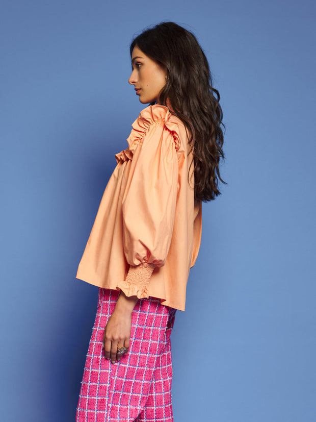Sunset Ruffle Blouse Pastel Peach / Z