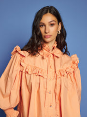 Sunset Ruffle Blouse Pastel Peach / Z