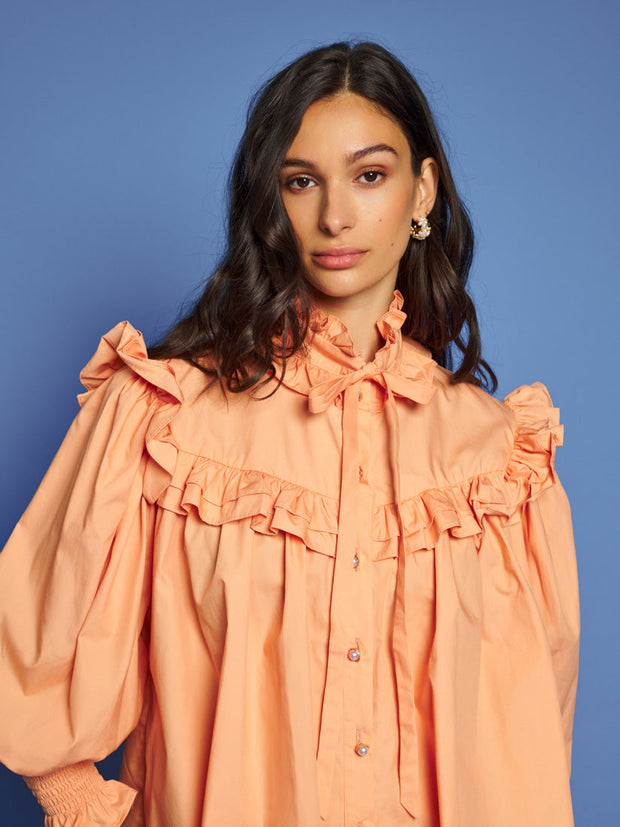 Sunset Ruffle Blouse Pastel Peach / Z