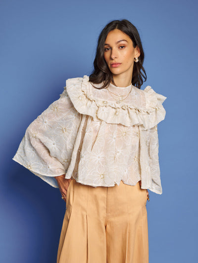 Faye Embroidered Blouse Ivory Cream / Z