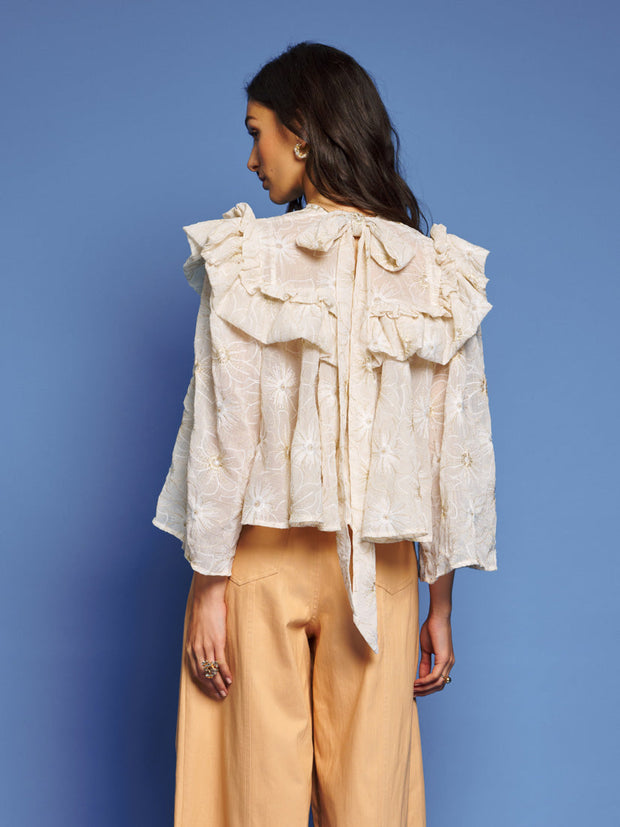 Faye Embroidered Blouse Ivory Cream / Z