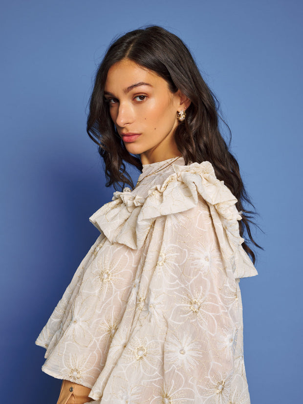 Faye Embroidered Blouse Ivory Cream / Z