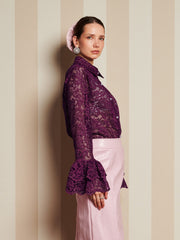 Quill Lace Ruffle Blouse Prune Purple / Z