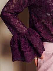 Quill Lace Ruffle Blouse Prune Purple / Z