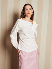 Lantern Bow Blouse Bright White / Z