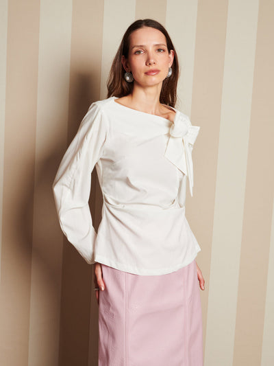 Lantern Bow Blouse Bright White / Z