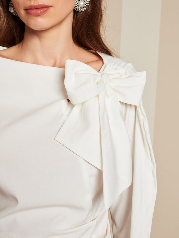 Lantern Bow Blouse Bright White / Z