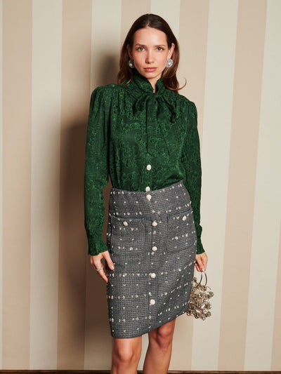Vanity Jacquard Blouse English Green / Z