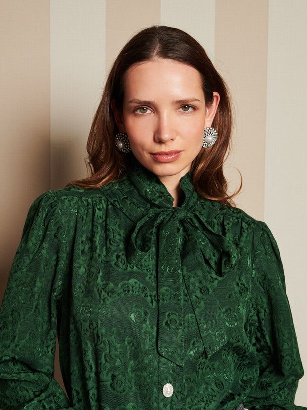 Vanity Jacquard Blouse English Green / Z