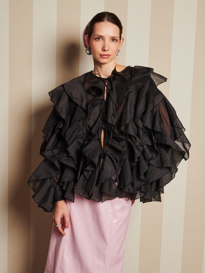 Romance Ties Blouse Coal Black / Z