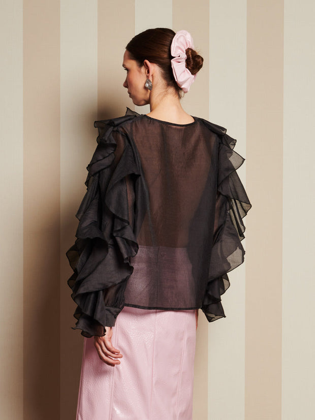 Romance Ties Blouse Coal Black / Z