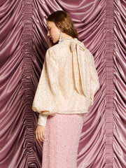 <b>DREAM</b> Sally Lace Bow Blouse Champagne Nude / Z