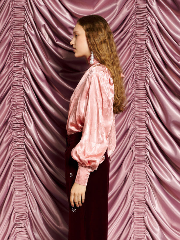 <b>DREAM</b> Satin Hour Bow Blouse Satin Pink / Z