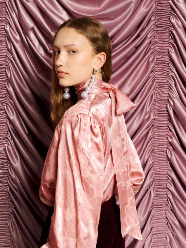 <b>DREAM</b> Satin Hour Bow Blouse Satin Pink / Z
