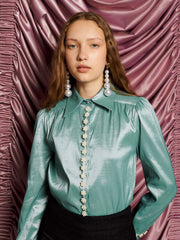 <b>DREAM</b> Starlight Embellished Blouse Celadon Blue / Z