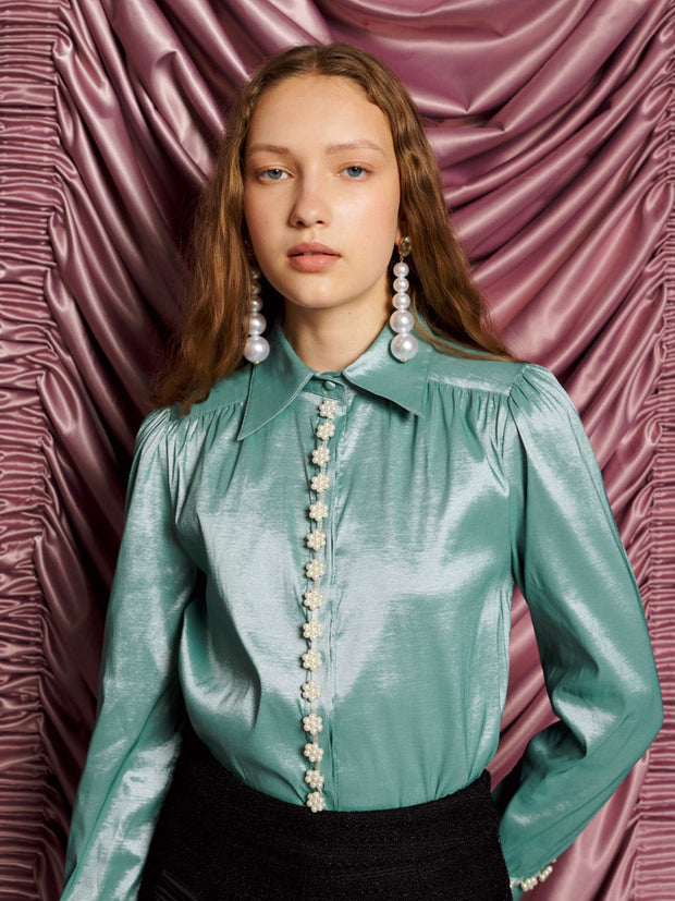 <b>DREAM</b> Starlight Embellished Blouse Celadon Blue / Z