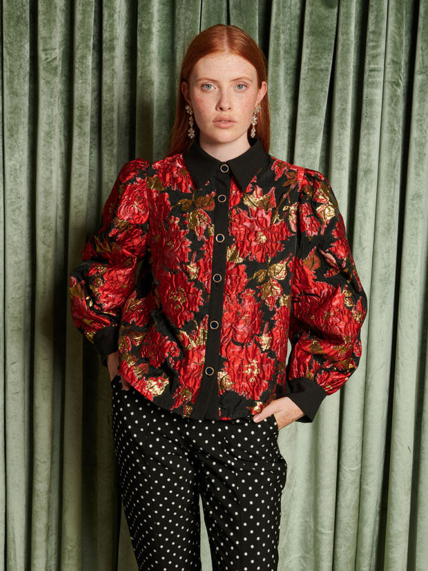 Illusions Jacquard Blouse Ruby Red / Z