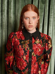 Illusions Jacquard Blouse Ruby Red / Z