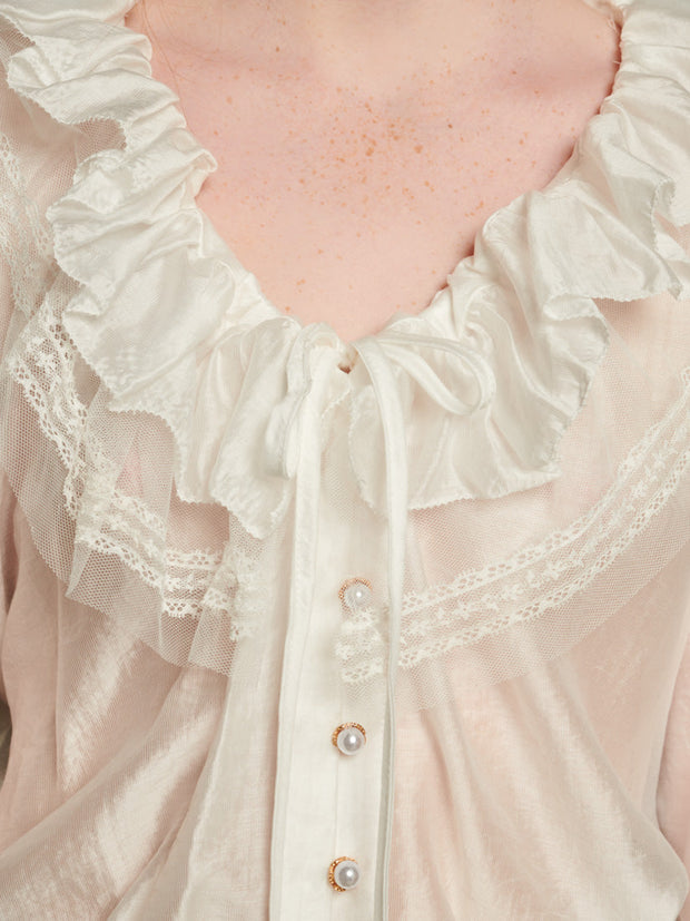Poetic Ruffle Blouse Pearled White / Z