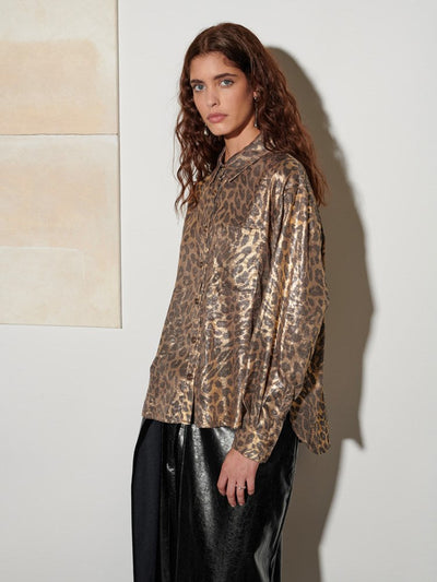 <b> Ghospell </b> Pamela Leopard Shirt