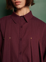 <b> Ghospell </b> Kiraz Pleated Shirt