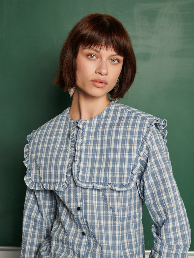 <b> Ghospell </b> Esra Check Blouse