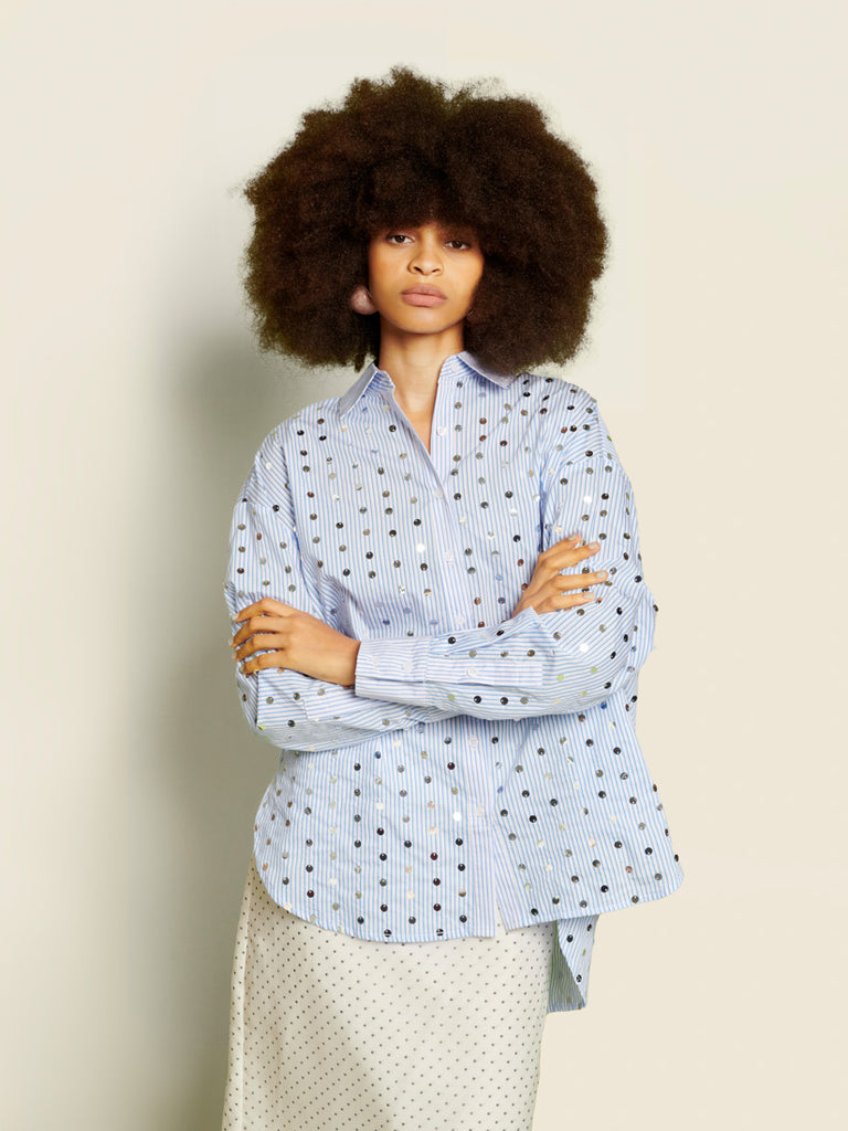 <b> < b> Nadine Sequin Stripe Shirt
