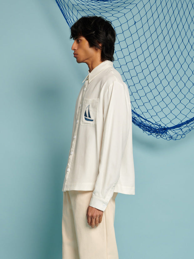 Sail Embroidered Shirt Pearl White / Z