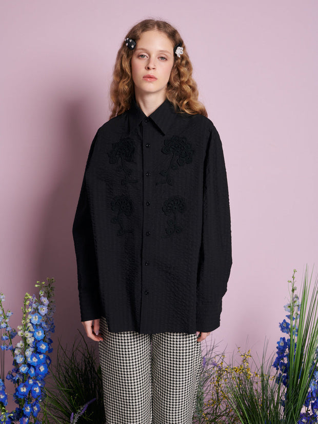 Dorie Crochet Trim Shirt Coal Black / Z