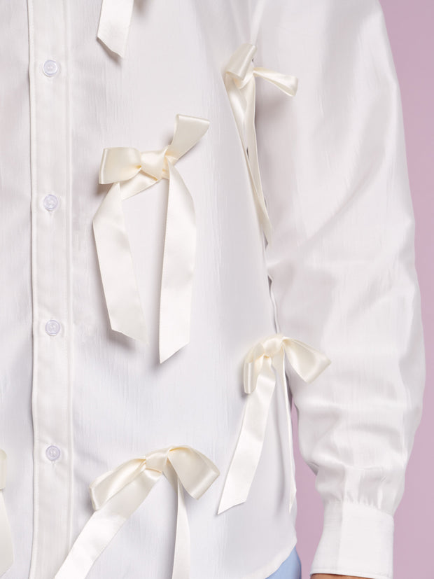 Snowdrop Satin Bow Shirt