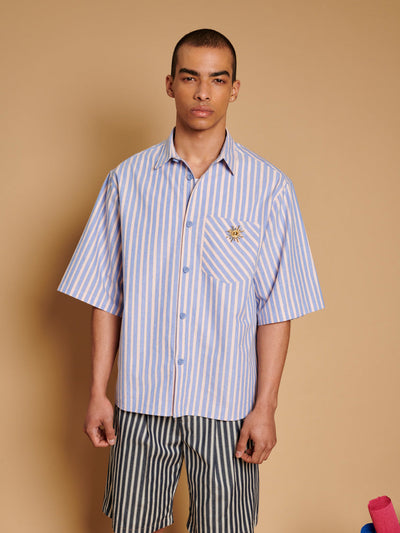 Verano Boxy Striped Shirt Orange, Blue / Z