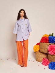 Verano Boxy Striped Shirt Orange, Blue / Z