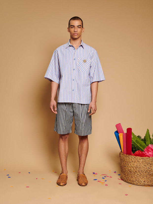Verano Boxy Striped Shirt Orange, Blue / Z